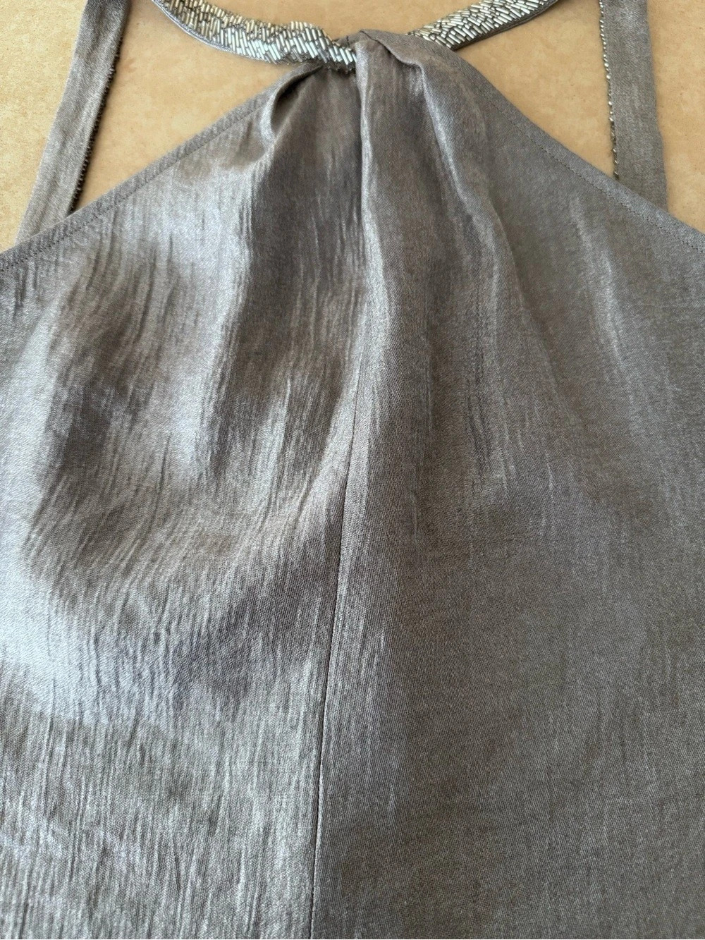Lavender Label Metallic Halter Camisole in Gray Size 2/36 Like New